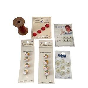 Vintage LOT Buttons & Spool